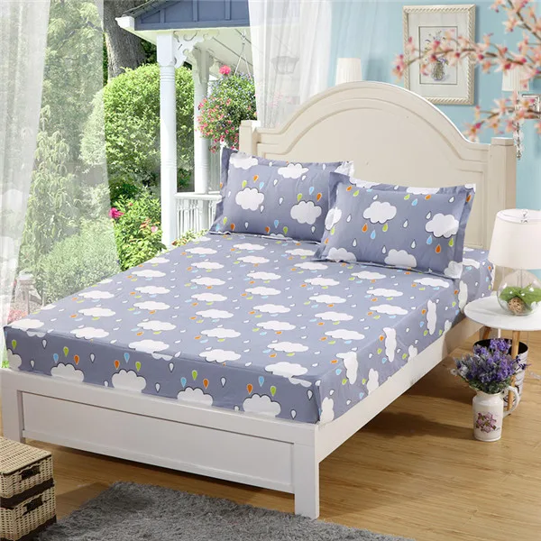 N with 2 Pillowcases 3 шт. простыня с наволочкой, покрывало на кровать с резинкой, двойной размер, четыре сезона, наматрасник, colchas para cama - Цвет: N with 2 Pillowcases