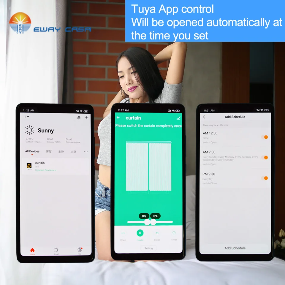 EWAY Каса Alexa &amp Google Home Tuya моторизованная шторка с WiFi треком Автоматическая