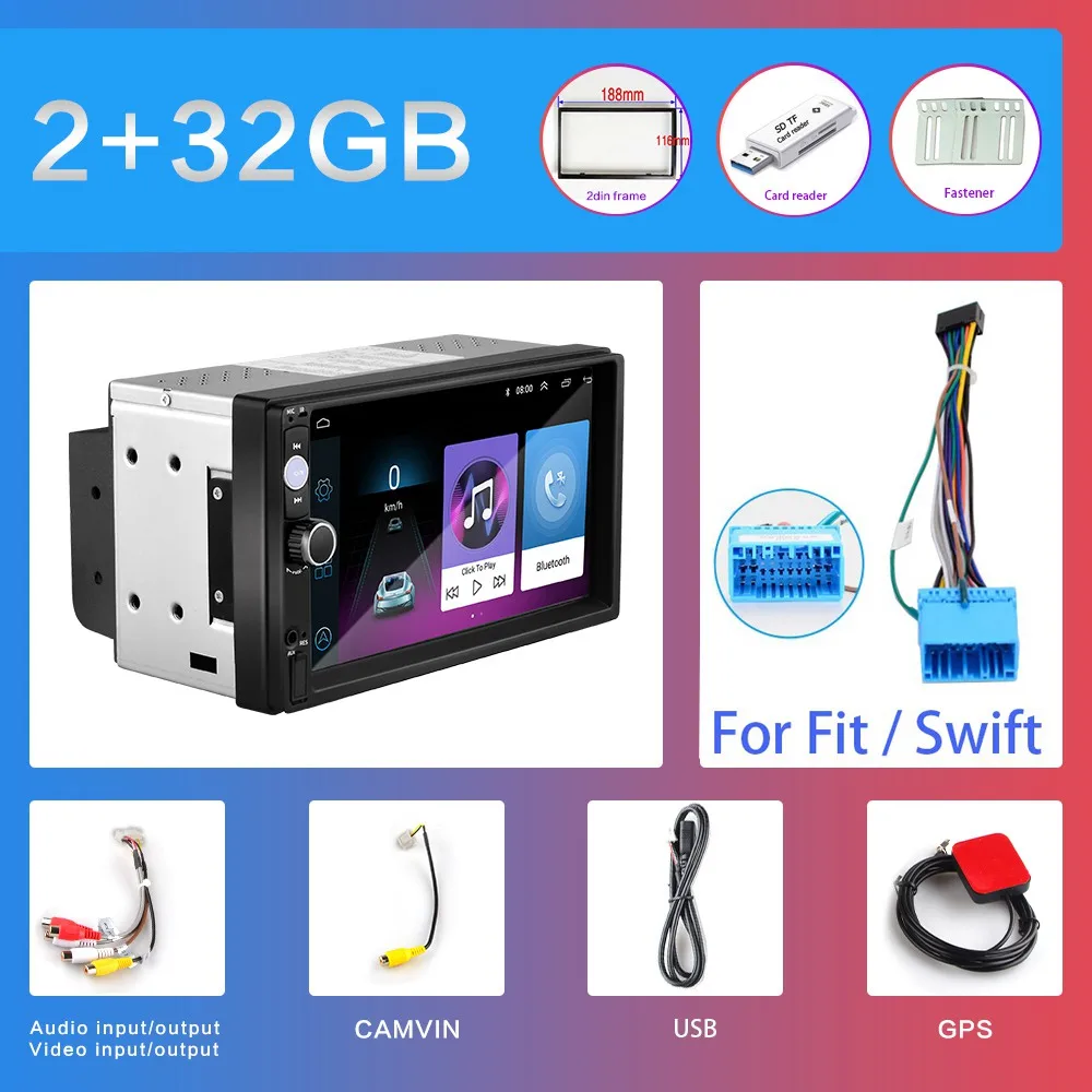 2G+ 32G 2DIN Android автомобильный DVD мультимедийный плеер для Volkswagen Nissan hyundai Kia 7 ''универсальный автомобильный радиоприемник gps навигация WiFi - Цвет: 2G-32G-Swift