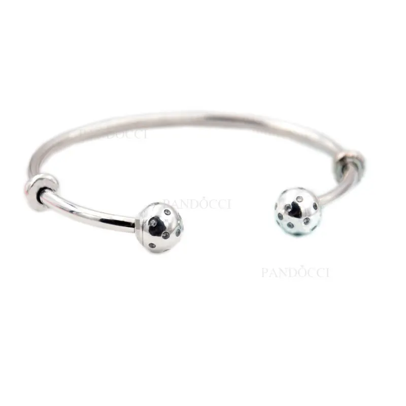 

Ювелирные изделия из стерлингового серебра 925 пробы, мерцающий Открытый браслет, колпачки, модные подвески, бусины, подходят к оригинальным браслетам