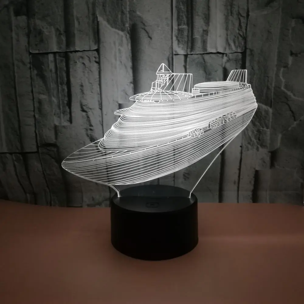 Новая яхта 3D ночник красочные Сенсорный пульт светодиодный визуальный индикатор