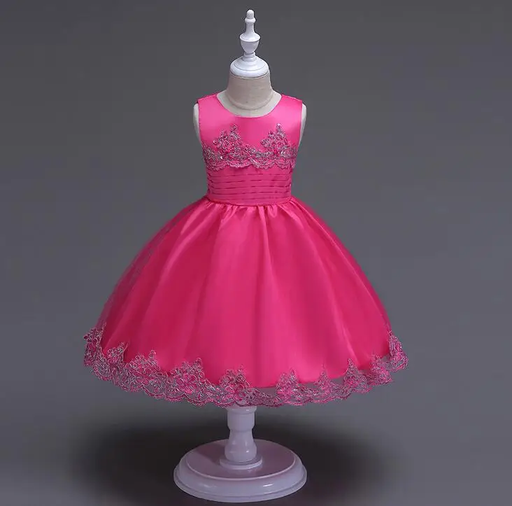 2018 Flower Girl Dress Baby Kids Girls Children's Tulle Ball Gown Embroidered Bow Lace Dresses for Weddings Party | Детская одежда