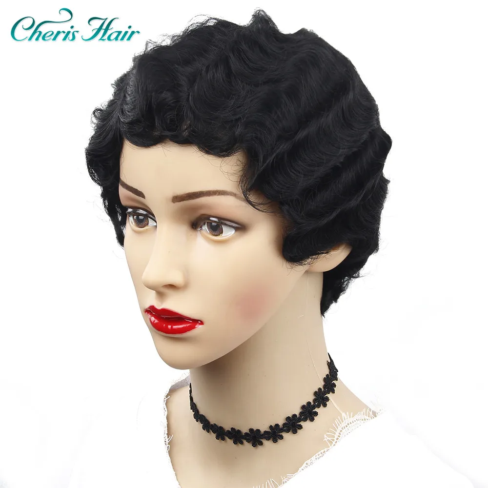 Модные афро парик короткий Простой Стиль Объемные волосы синтетические парики с