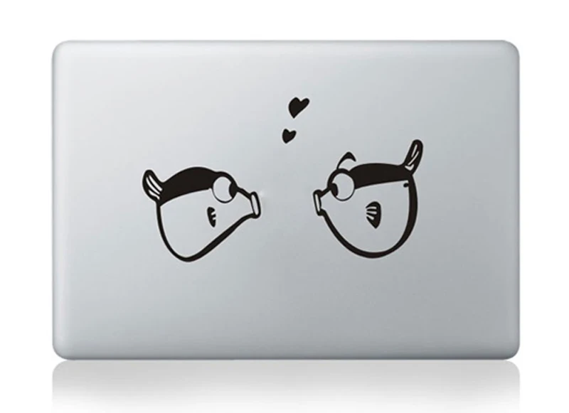 Забавный поцелуй рыбок, частичная наклейка для ноутбука Macbook Pro Air retina 13 15 11 12 MAC, винил, ПК, блокнот, наклейка на компьютер
