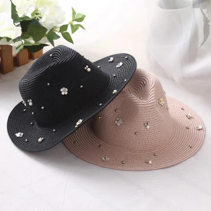 Новый шляпы на весну-лето для женщин шляпа с широкими полями и цветком Панама