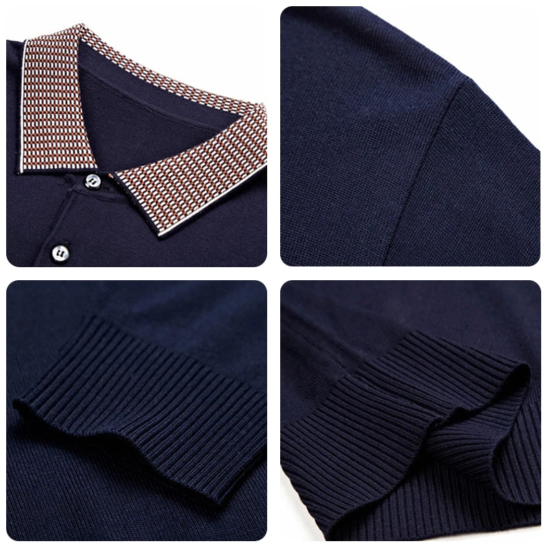 Мужская трикотажная рубашка-поло ARCSINX Однотонная с длинным рукавом в английском