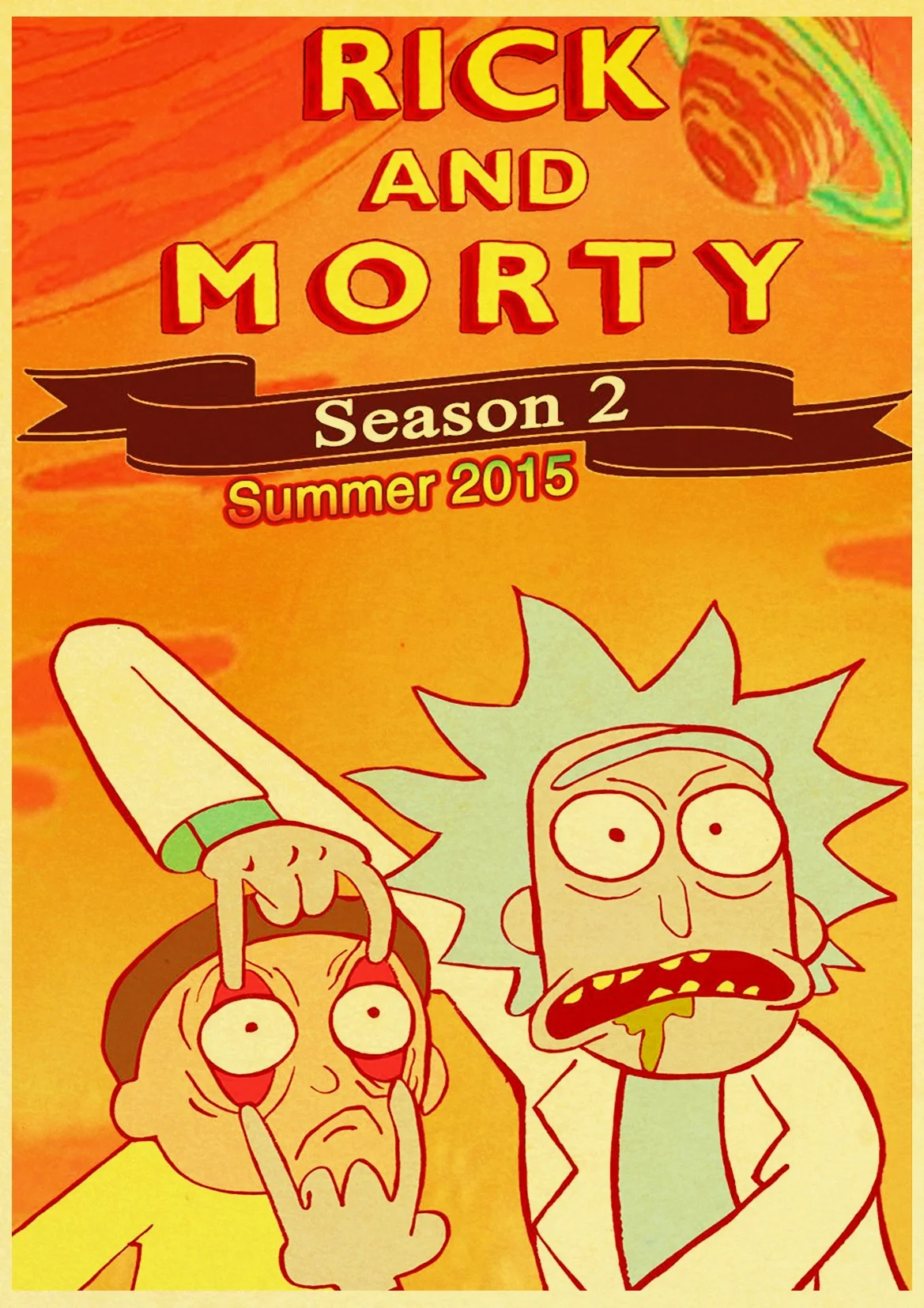 Мультфильм плакат Рик и Морти Ретро плакаты крафт обои высокое качество живопись для домашнего декора наклейки на стену - Цвет: E066