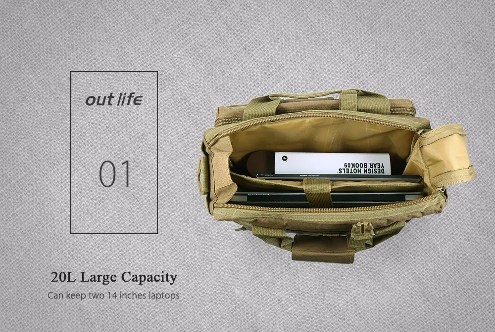 Outlife Открытый кемпинг плечо сумка Военная Тактическая Компьютерная сумка портфель Molle ноутбук камера сумка на плечо