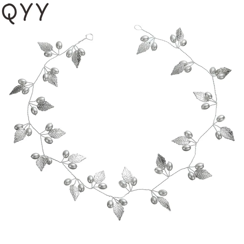 Модные повязки на голову QYY ручной работы золотого или серебряного цвета с