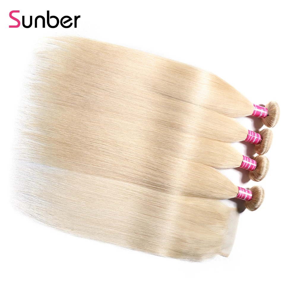 Волосы Sunber 613 прямые человеческие волосы Remy 3/4 пучков с застежкой бесплатная