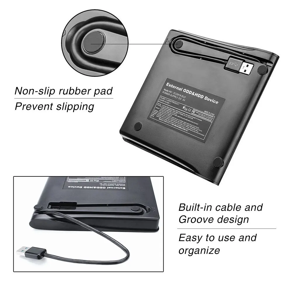 Тонкий внешний USB 3.0 привод для ноутбука и ПК DVD RW CD Writer Burner Recorder Slot Load Reader Player Optical on.