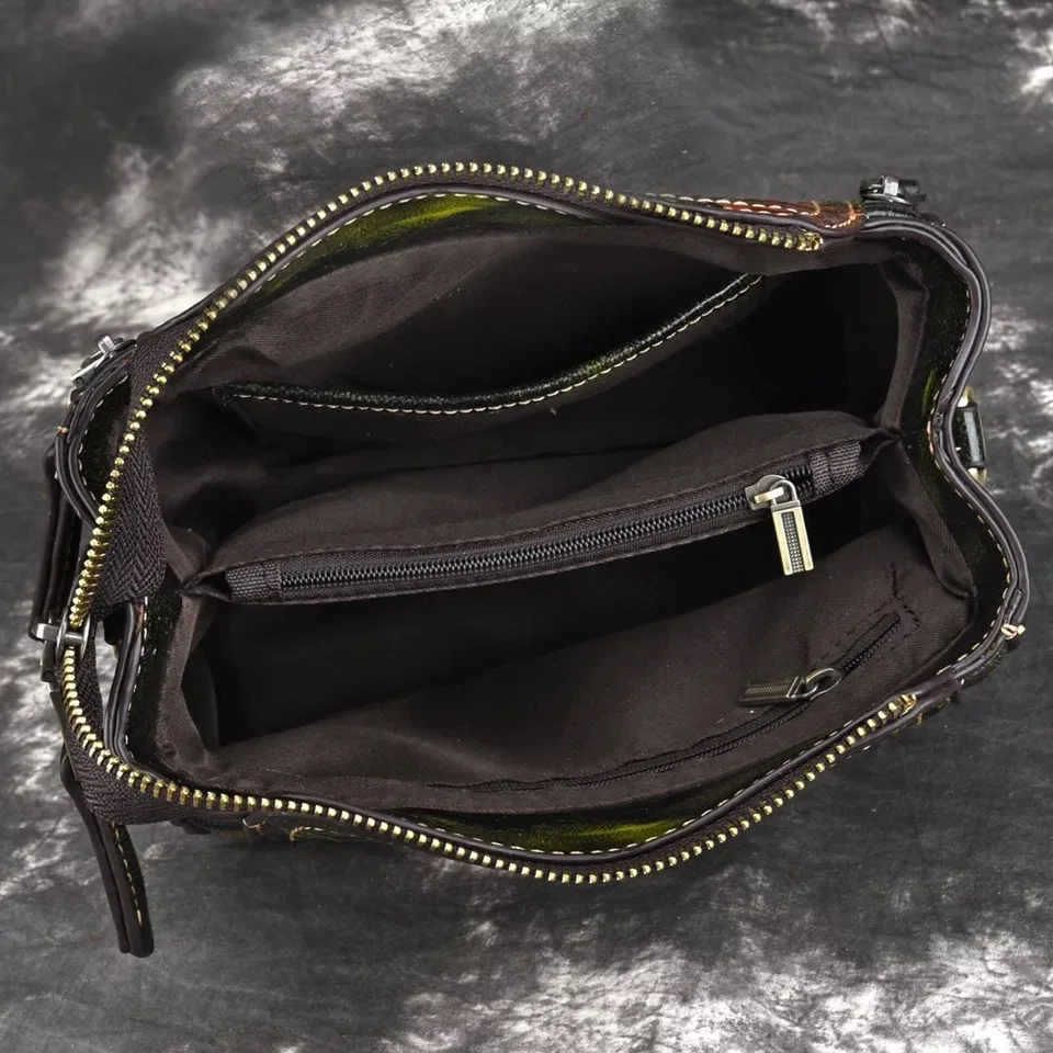 Натуральная кожа Ретро Маленькая женская сумка с тиснением воловья сумки через