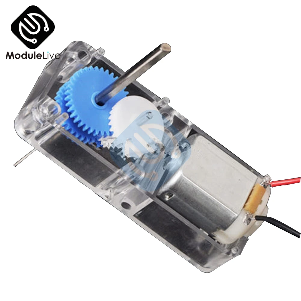 Редукторный двигатель 130 DC1.5 6V 1:94 120 об/мин с прозрачной защитной коробкой чехол