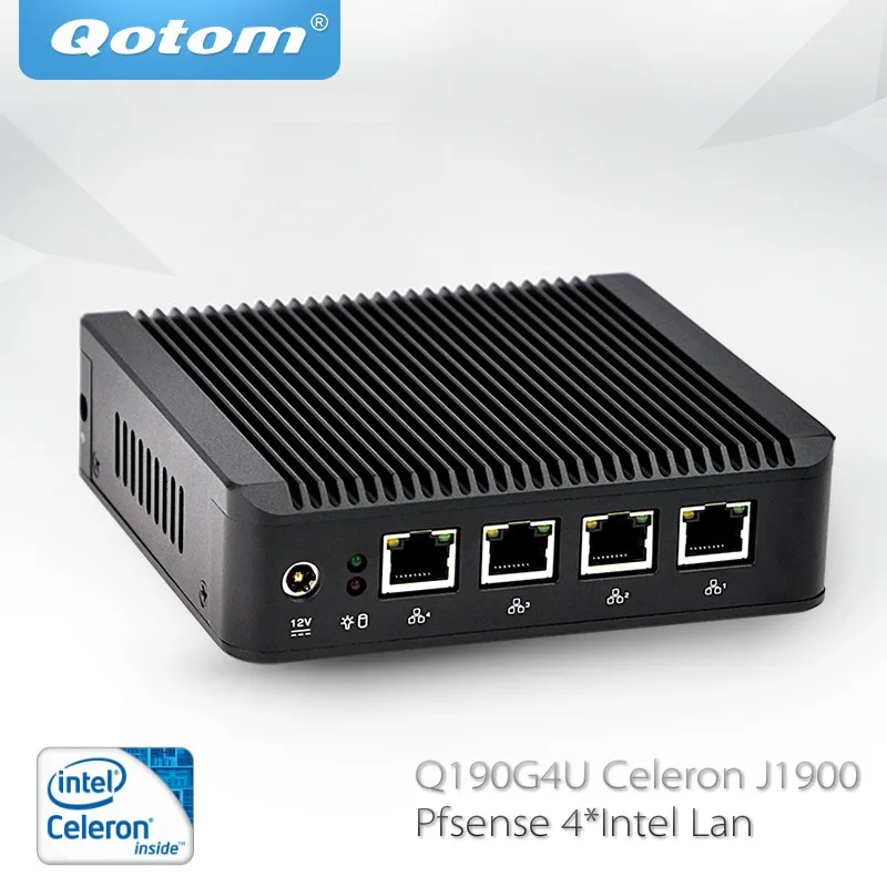 Бесплатная доставка Qotom Mini PC 4 Lan Pfsense box Q190G4U J1900 четырехъядерный брандмауэр
