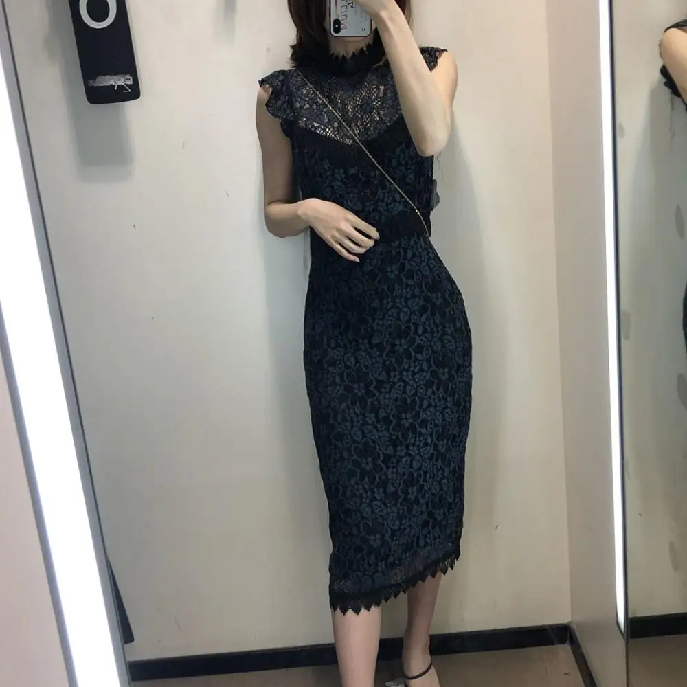 Хорошее качество однотонное кружевное платье для женщин|Женские платья| |