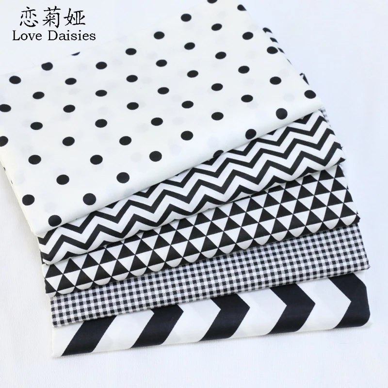 

100% cotton twill cloth nordic wind black series dots zigzag check fabric for DIY kid sheet patchwork cushions handwork quilting