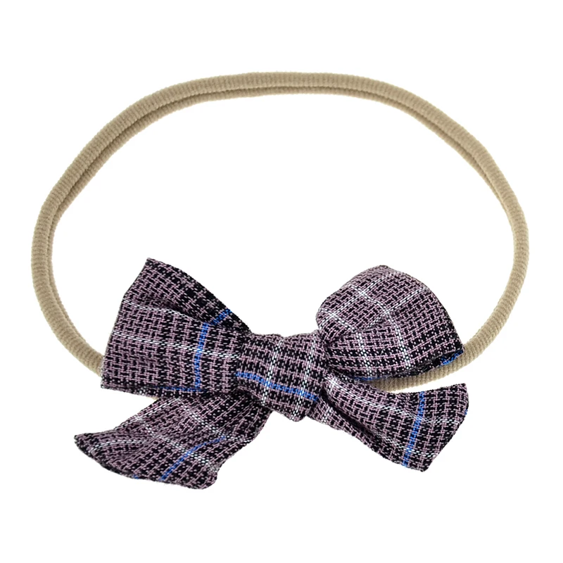 New Baby girl Linen stripe Bow headband newborn elastic Nylon headwraps girls hair accessories christening bebes bandeau gift | Детская