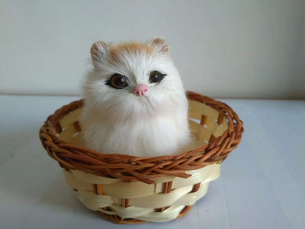 8x5x8 см имитация белого кота с искусственным пластиком и мехом кошка ручная работа реквизит украшение для дома подарок p0137