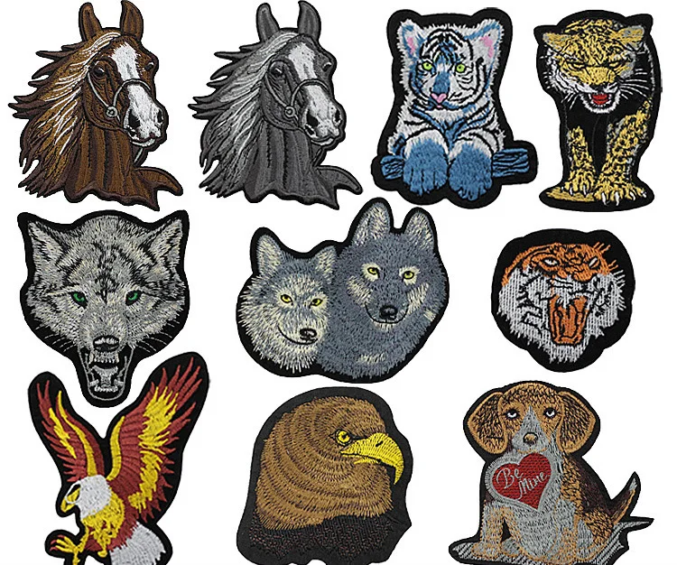 1 шт./нашивки с головой тигра волка орла лошади собаки кота для одежды Аппликации