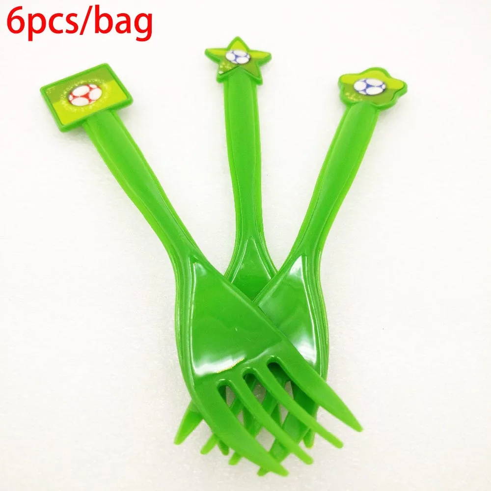 Forks 6pcs Футбол Дети День рождения украшения набор поставки салфетки колпачки баннер на тарелке, чашке соломенная шляпа, мешок, вилка одноразовая посуда - Цвет: Forks 6pcs