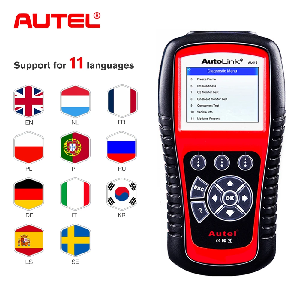 Autel AL619 ABS/SRS OBD2 сканер автомобильный диагностический инструмент один клик OBDII сканер автомобильный код считыватель сканер автомобильный диагностический инструмент