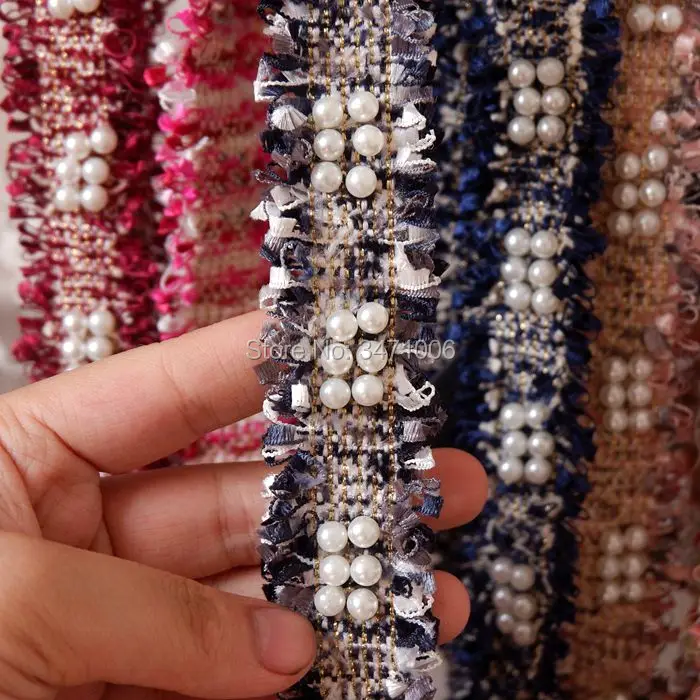 2 метра винтажная нейлоновая Золотая жемчужная вышитая бисером кружевная