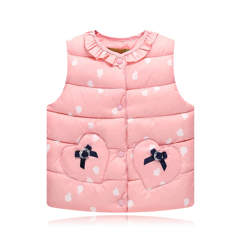 Детский хлопковый пуховик с рисунком кролика цветочным принтом|girls down vest|girls vestdown