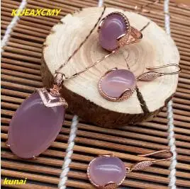 KJJEAXCMY boutique jewels 925 золотой медальон голубой порошок и сапфировый Кристалл Кулон Кольцо Серьги с 3 шт. ювелирных изделий, je - Цвет камня: Золотой