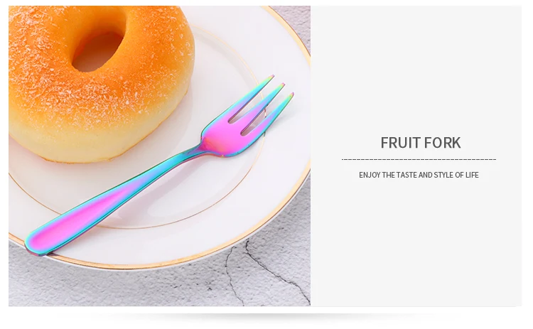 8 шт./компл. обеденный стол десерт фрукты вилка 18/10 Нержавеющая сталь фруктовая зубочистка дети вилки столовые приборы красочные зеркальная полировка