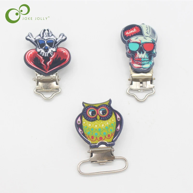 1 шт. металлические детские соски Держатели милые Мультяшные Совы череп дизайн