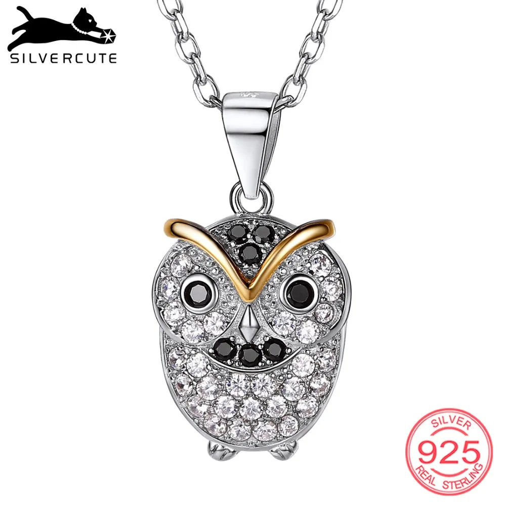 SILVERCUTE Мудрая сова Цепочки и ожерелья для Для женщин 925 пробы серебро Циркон