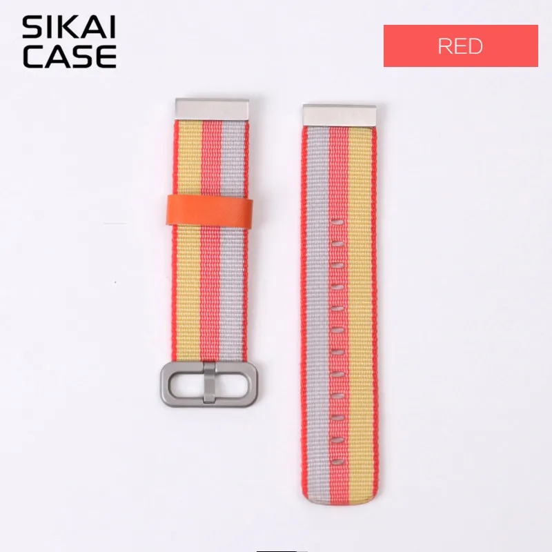 SIKAI 20 мм Универсальный нейлоновый браслет, ремешок для часов Xiaomi Huami Amazfit Youth bit, умный ремешок для часов, браслет на запястье - Цвет ремешка: Red