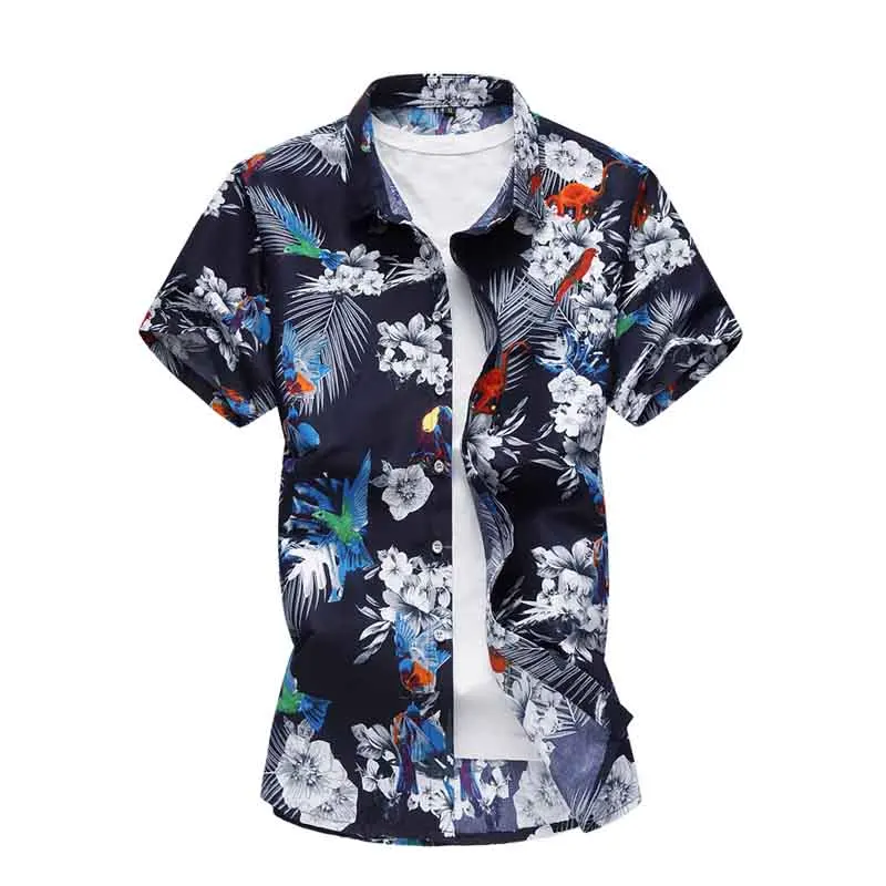 Мужские рубашки размера плюс 4XL 5XL 6XL 7XL, летняя мужская одежда с коротким рукавом, дизайнерские рубашки с цветочным принтом для отдыха, отдыха, пляжа, Гавайских рубашек - Цвет: 5303