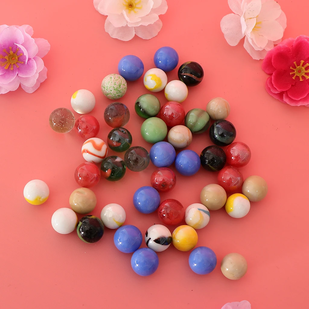 

45pcs Marbles Ball Glass Beads for Chinese Checkers Home Decor Colorful - Classic Glass Balls Toy for Kids