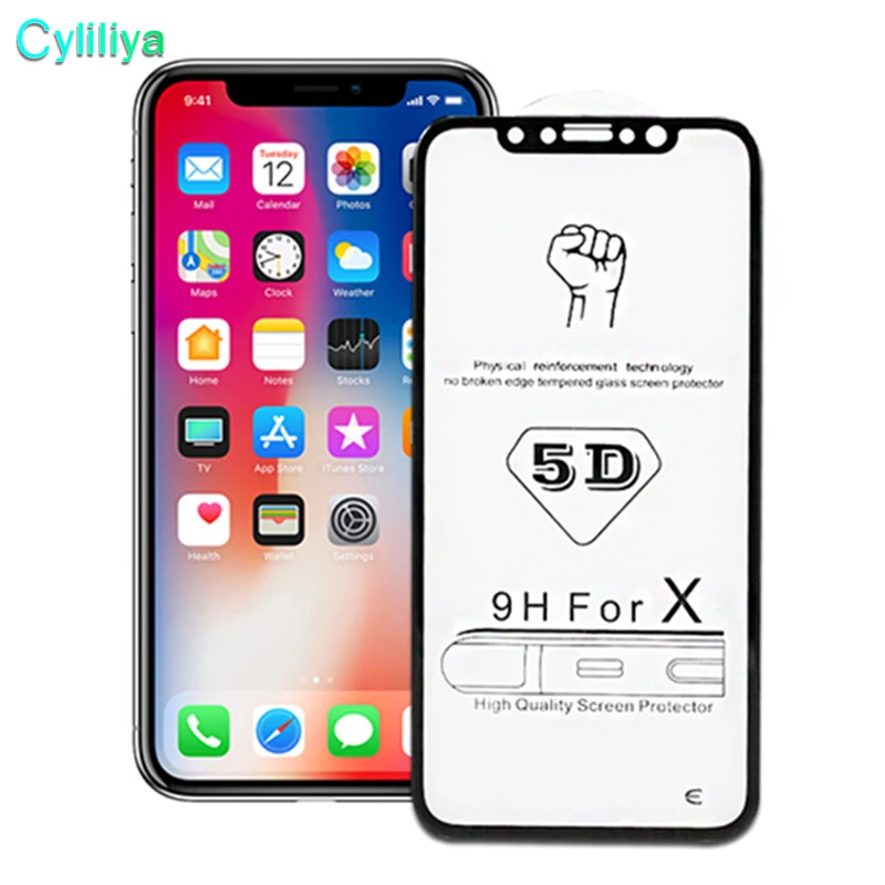 5D Защита экрана для iPhone X Edge полное изогнутое закаленное стекло премиум класса с