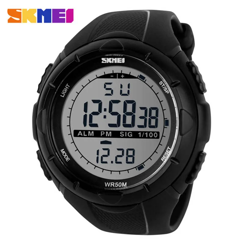 SKMEI спортивные часы для мужчин Открытый Топ браслет Chrono LED дисплей мужские
