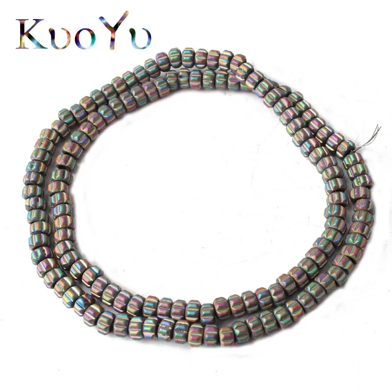 5x3mm Natural Stone Beads Matte Gold Sliver Blue Plated Hematite Loose Geometric Rondelle For Jewelry Making Diy Bracelet | Украшения и