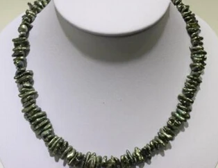 Бесплатная доставка зеленое красивое ожерелье с жемчугом keshi reborn 7x13mm17.5INCH|necklace free