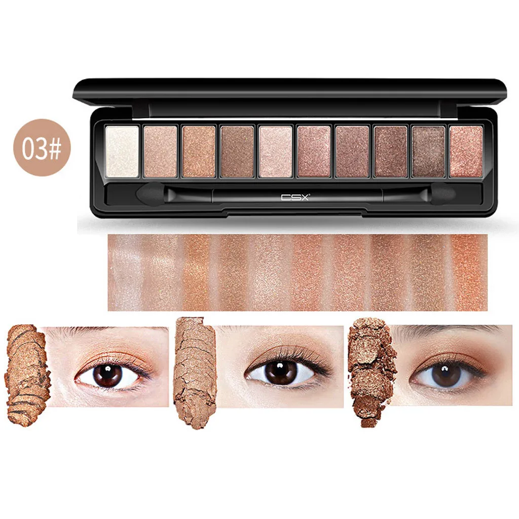 Модная палитра теней для век 10 цветов матовые тени без одежды блестящие макияж
