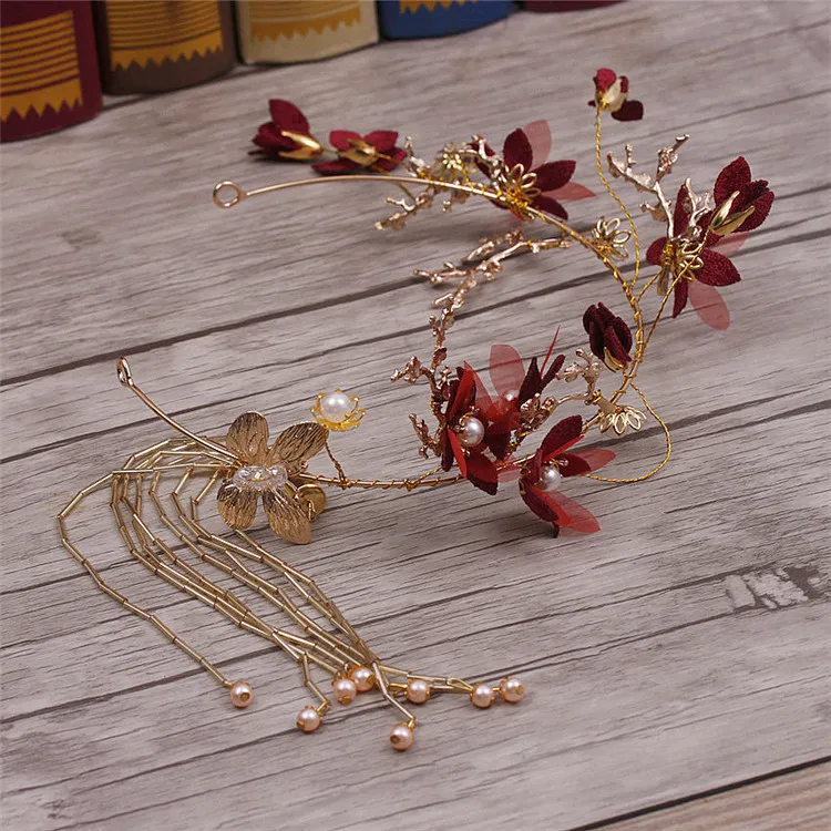 Корейский головной убор для невесты ручной работы Золотая Бабочка свадебные