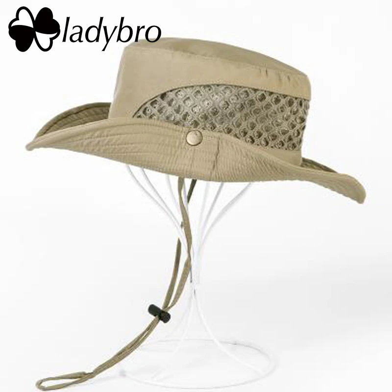 

Ladybro Панама, летняя мужская рыболовная шляпа, дышащая широкая, с защитой от ультрафиолета, шляпа от солнца, мужская, Sombrero, уличная, Gorro, головн...