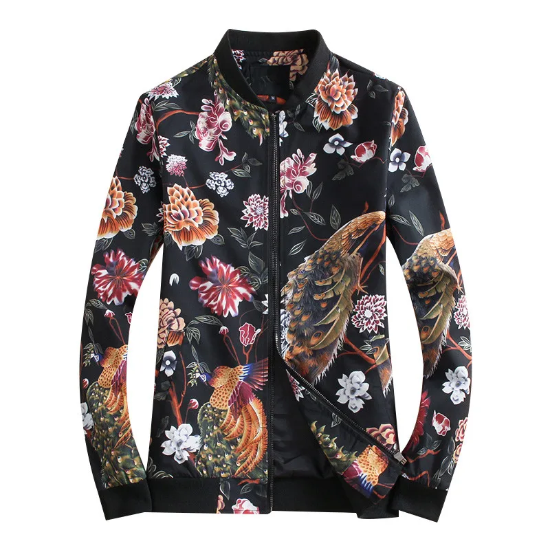 

KOLMAKOV 2019 Brand New Arrival Bomber Jackets Mens Spring Casual Outwear Masculino Flower Printed Waterproof Jacket Men M-5XL
