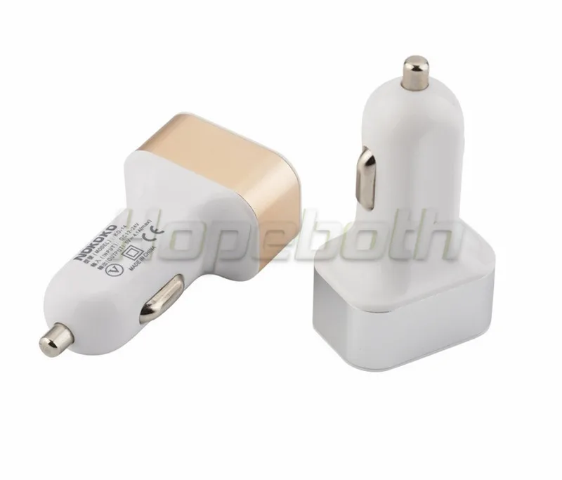 USB Автомобильное зарядное устройство адаптер 3 порта 2A 2.1A 1A для iPhone Samsung золото