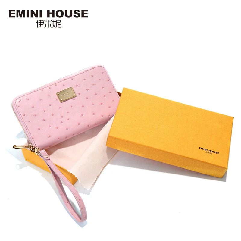 EMINI HOUSE кошелек со страусиным узором женские длинные кошельки из натуральной кожи