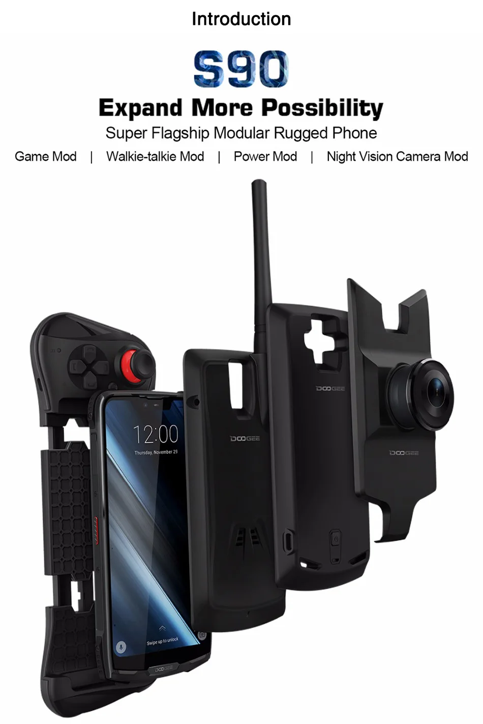 DOOGEE S90 IP68/IP69K Helio P60 Восьмиядерный мобильный телефон 6,18 дюймов дисплей 5050 мАч 6 ГБ 128 ГБ Android 8,1 16,0 М камера смартфон