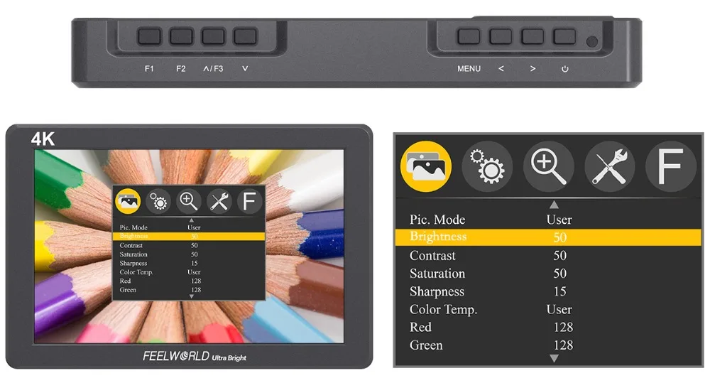 FEELWORLD P7 7 Inch Ultra Bright 2200nit on Camera Field DSLR Monitor Aluminum Housing 4K HDMI Video Focus Assist with DC output