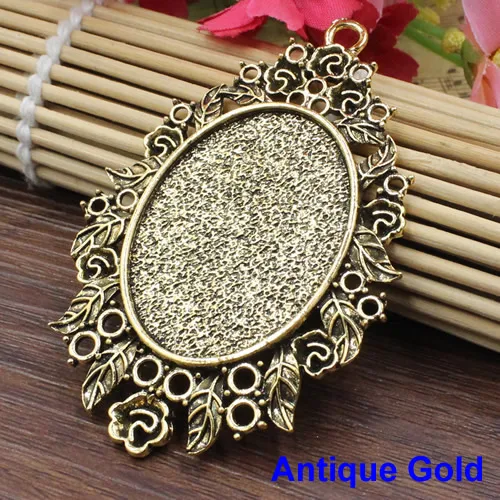 Antique gold Fit 30x40 мм Металл Овальный Винтаж Стекло/Рамка для кабошона ободок настройки, ободок для DIY браслет 2 шт./лот K05428 - Окраска металла: Antique gold