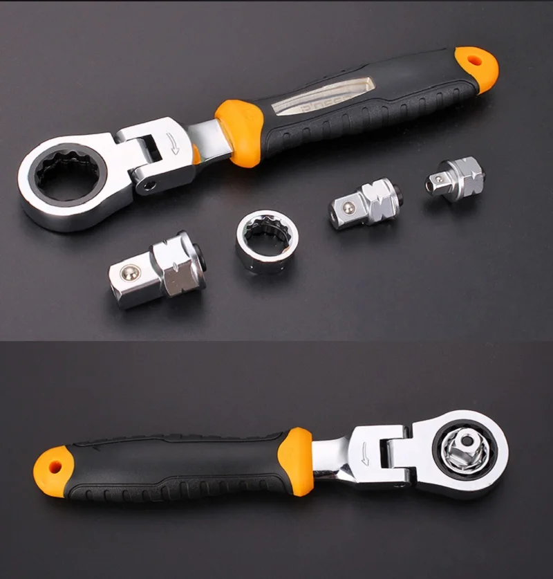 

New 5pcs/set Flexible Ratchet Wrench 1/4" 3/8" 1/2" Adjustable Sleeve Adapter CR-V Wrench Spanner Auto Repair Tools Set 5pcs