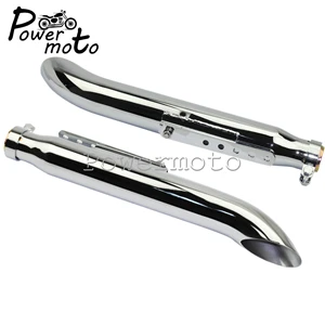 chrome 2 шт. хромированный мотоцикл 410 мм Slash Cut глушитель труба для Harley Кафе Racer Chopper 1-3/" 1-1/2" 1-5/" 1-3/4" 1-"1-" - Цвет: chrome