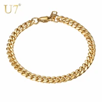 u7 cuban link chain bracelets womens mens bracelet bangles stainless steel 19cm21cm width 6mm punk party jewelry gift h1084